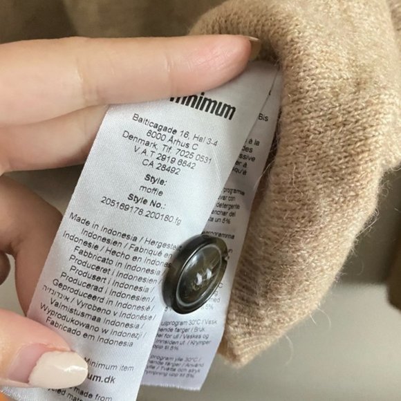 MINIMUM Brown Moffie Button Alpaca Cardigan - Picture 6 of 11